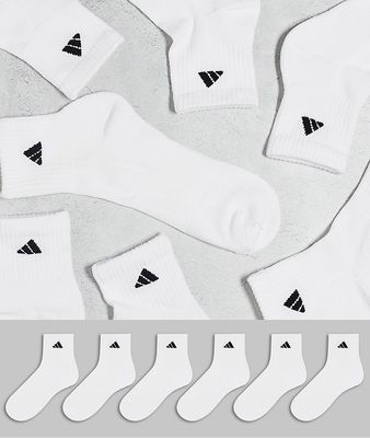adidas Training Athletic cushioned 6 pack ankle socks in white