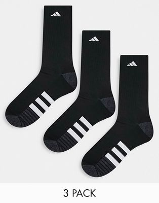 adidas Training Cushioned 3.0 3 pack crew socks in black
