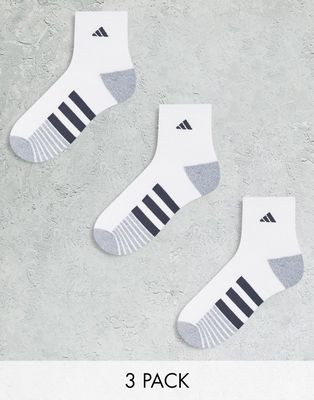 adidas Training Cushioned 3.0 3 pack quarter socks in white