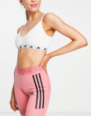 adidas Training Everyday cotton light-support sports bra in white