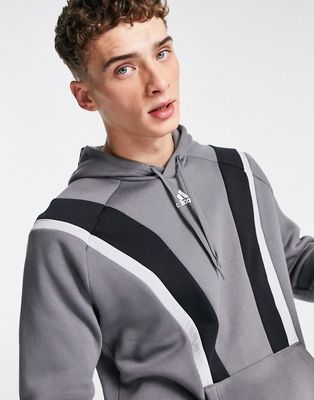 adidas Training fleece hoodie in gray