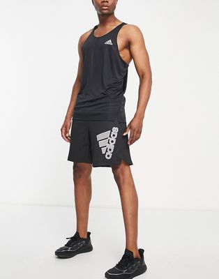 adidas Training large logo shorts in black