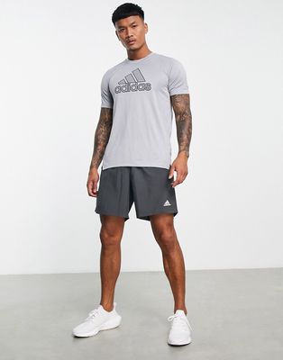 adidas Training large logo T-shirt in gray