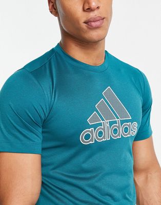 adidas Training large logo t-shirt in teal-Green
