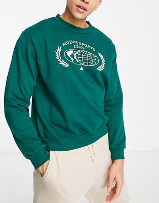 adidas Training Sports Club graphic sweatshirt in green