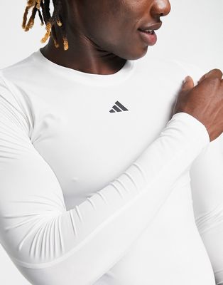 adidas Training Tight Fit long sleeve t-shirt in white