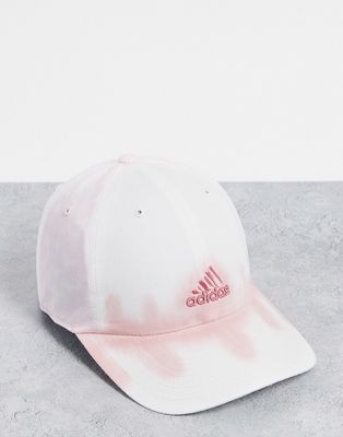 adidas Training washed dye cap in white and pink