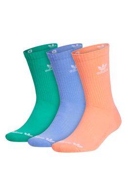 adidas Trefoil 6-Pack Quarter Socks in Coral/Blue/Court Green