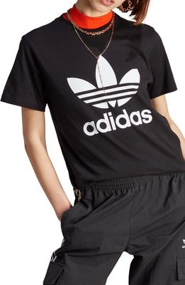 adidas Trefoil Cotton Graphic T-Shirt in Black