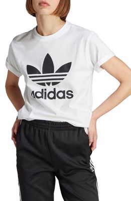 adidas Trefoil Cotton Graphic T-Shirt in White