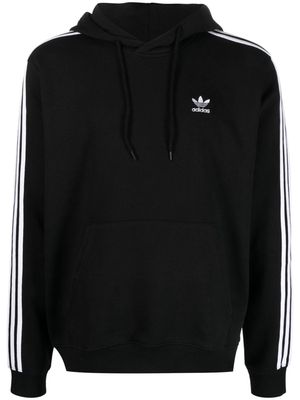 adidas trefoil-logo drawstring cotton hoodie - Black