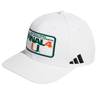 adidas White Miami Hurricanes 2023 NCAA Men's Basketball Tournament March Madness Final Four Locker Room Snapback Adjustable Hat