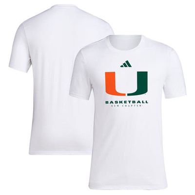 adidas White Miami Hurricanes 2023 On Court Bench Fresh T-Shirt