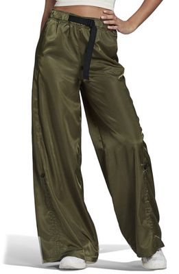 adidas Wide Leg Satin Pants in Focus Olive