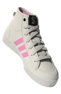 adidas x André Saraiva Kids' Nizza Primegreen High Top Sneaker in Cream White/Black/Clear Pink
