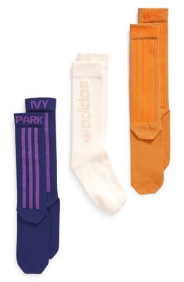 adidas x IVY PARK 3-Pack Cotton Blend Crew Socks in Orange/blue/white