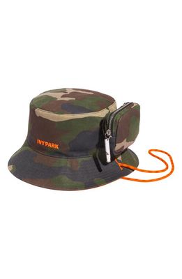 adidas x IVY PARK Reversible Twill Bucket Hat in Camo /Focus Orange