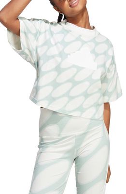 adidas x Marimekko Crop T-Shirt in White/Green/Green
