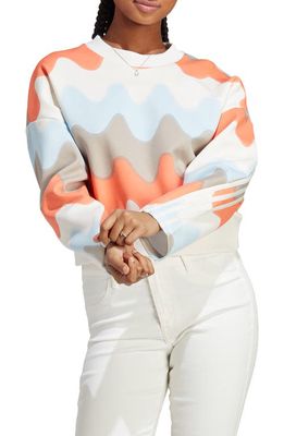adidas x Marimekko Future Icons 3-Stripes Sweatshirt in White/White/Blue/Coral