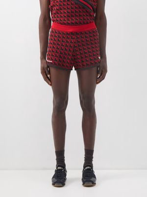Adidas X Wales Bonner - Geometric-jacquard Knitted Shorts - Mens - Red Multi