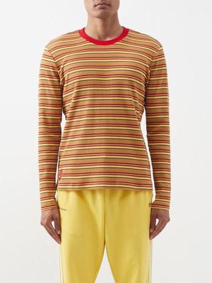 Adidas X Wales Bonner - Striped Cotton-blend Long-sleeved T-shirt - Mens - Beige Multi