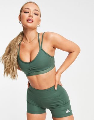 adidas Yoga Essentials low support sports bra in green
