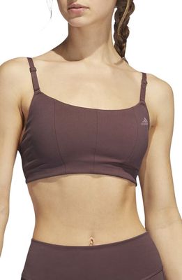 adidas Yoga Studio Light Support Stretch Recycled Polyester Sports Bra in Quiet Crimson