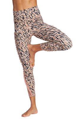 adidas Yoga Studio Ruffle Crop Leggings in Ecru/Taupe/Clay