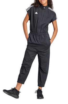 adidas Zip-Up Cotton Twill Jumpsuit in Black