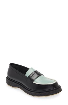 Adieu Colorblock Penny Loafer in Black/Pistachio/Ivory 