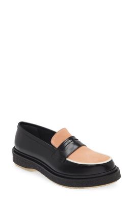 Adieu Colorblock Penny Loafer in Black/Strawberry/Ivory