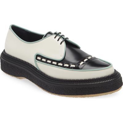 Adieu Creeper Sole Derby in Ivory/Black/Pistachio