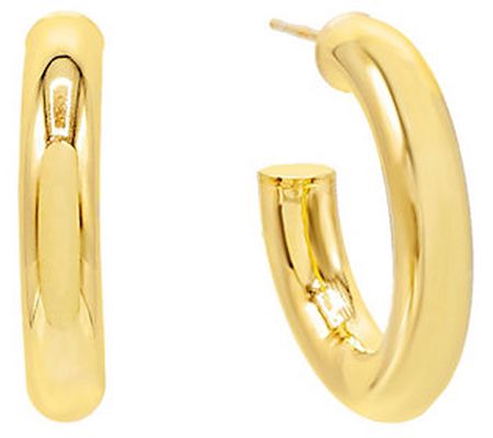 Adina Eden 14K Gold Plated 1-3/8 Hollow Hoop Earrings