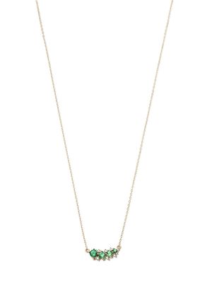 ADINA REYTER 14kt yellow gold emerald and diamond small curve necklace