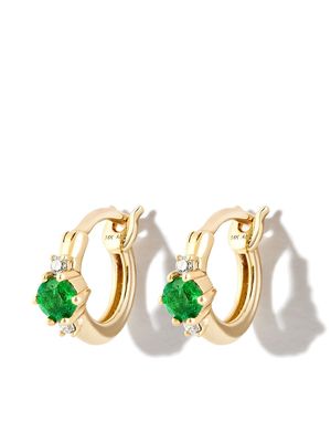 Adina Reyter 14kt yellow gold emerald diamond huggie hoop earrings