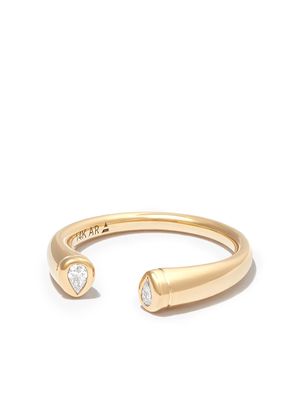 Adina Reyter 14kt yellow gold stacking diamond teardrop open ring