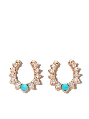 Adina Reyter 14kt yellow gold turquoise and diamond stud earrings