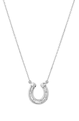 Adina Reyter Baguette Diamond Horseshoe Pendant Necklace in Silver