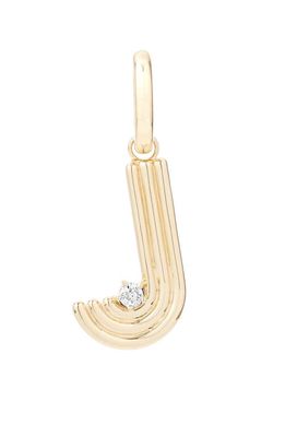 Adina Reyter Groovy Initial Diamond Pendant Charm in Yellow Gold - J 