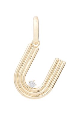 Adina Reyter Groovy Initial Diamond Pendant Charm in Yellow Gold - U 