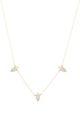 Adina Reyter London 3 Diamond Spike Chain Necklace in Yellow Gold