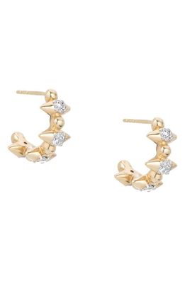 Adina Reyter London Large Diamond Spike J Hoop Earrings in Yellow Gold