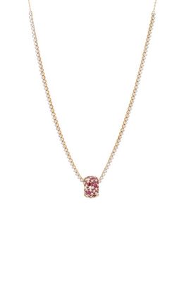 Adina Reyter Pavé Diamond Charm Necklace in Yellow Gold/Burgundy 