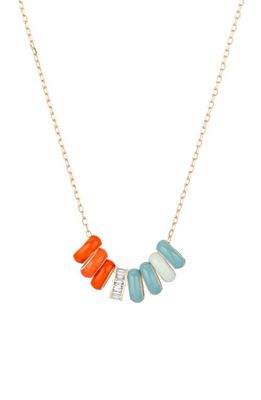 Adina Reyter Pavé Diamond Necklace in Orange/Blue/Gold Multi