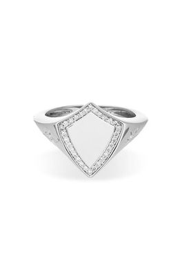 Adina Reyter Pavé Diamond Shield Signet Ring in Sterling Silver
