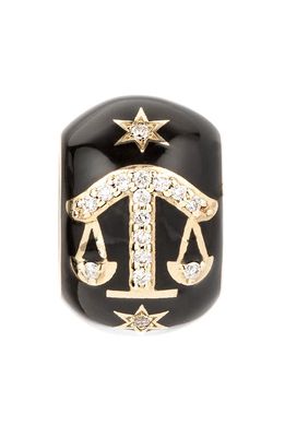 Adina Reyter Zodiac Ceramic & Diamond Bead Charm in Yellow Gold /Libra 