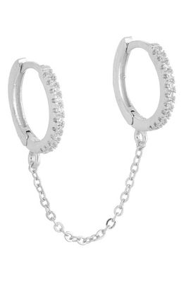 Adina's Jewels Cubic Zirconia Double Huggie Chain Earring in Silver