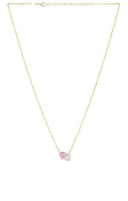 Adina's Jewels Heart X Pear Necklace in Pink.