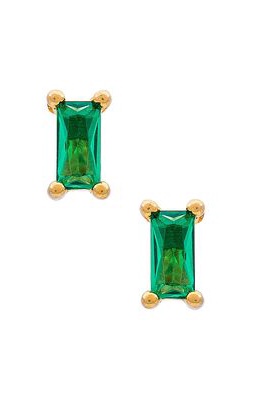 Adina's Jewels Mini Colored Baguette Stud Earrings in Green.