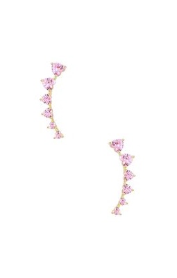 Adina's Jewels Multi Heart Ear Climber in Pink.